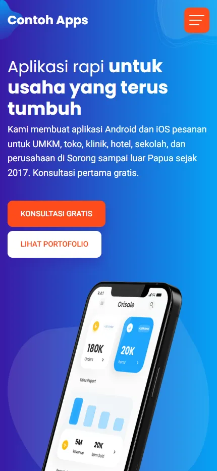 Tampilan Contoh Apps di layar HP