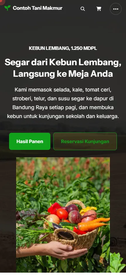Tampilan Contoh Tani Makmur di layar HP