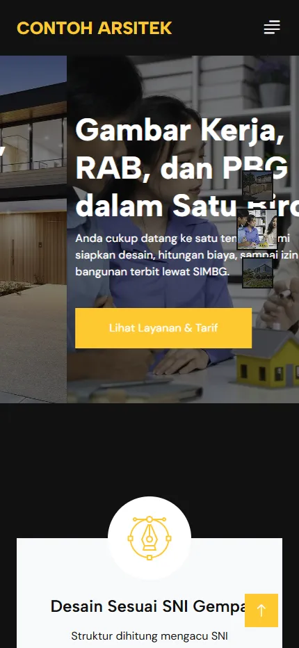 Tampilan Contoh Arsitek di layar HP