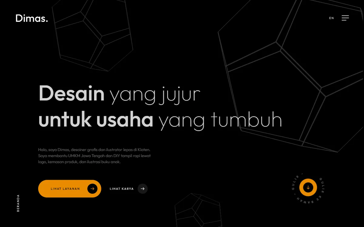 Tampilan Dimas Contoh, Desainer Grafis