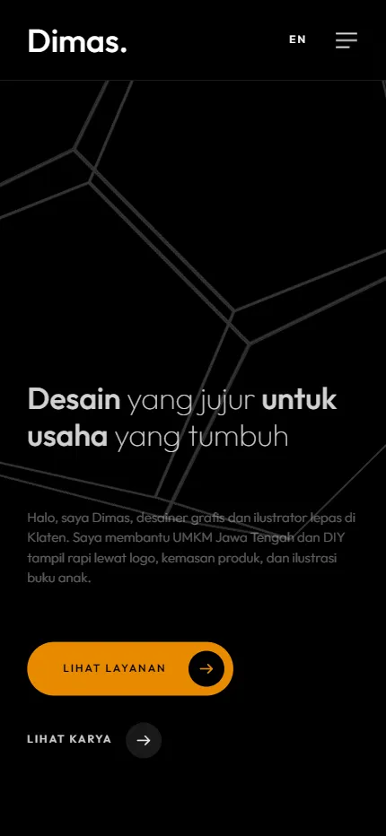 Tampilan Dimas Contoh, Desainer Grafis di layar HP