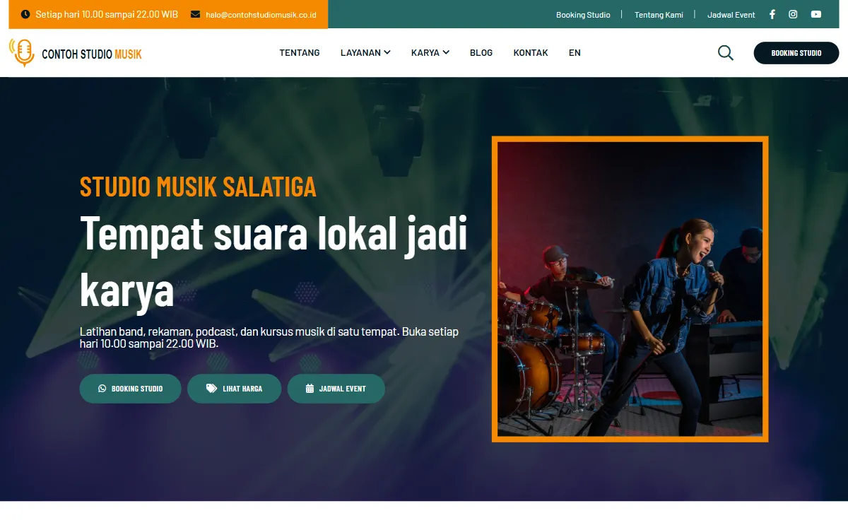 Tampilan Contoh Studio Musik