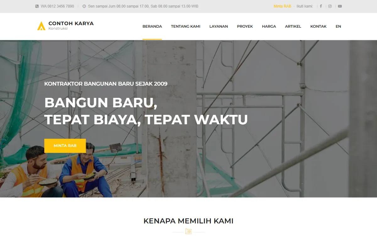 Tampilan PT Contoh Karya Konstruksi