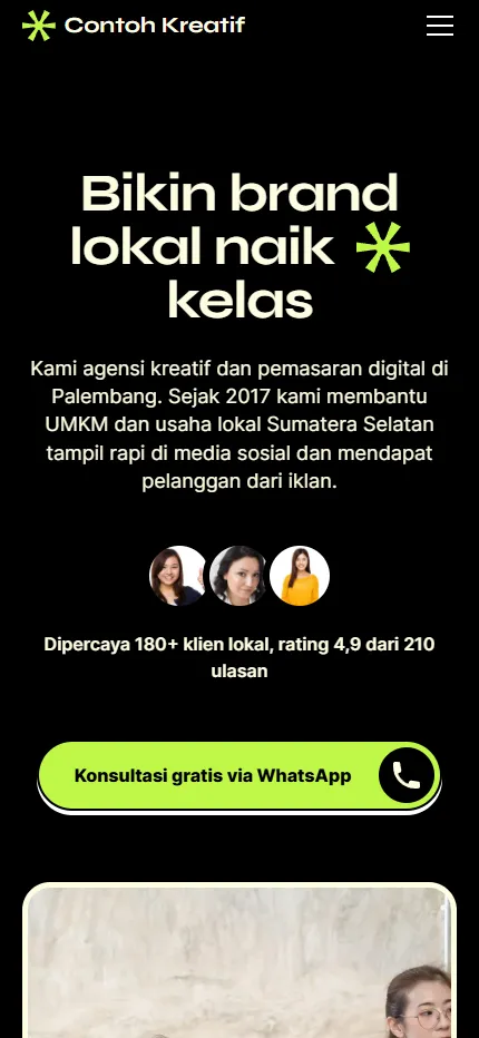 Tampilan Contoh Kreatif Agency di layar HP