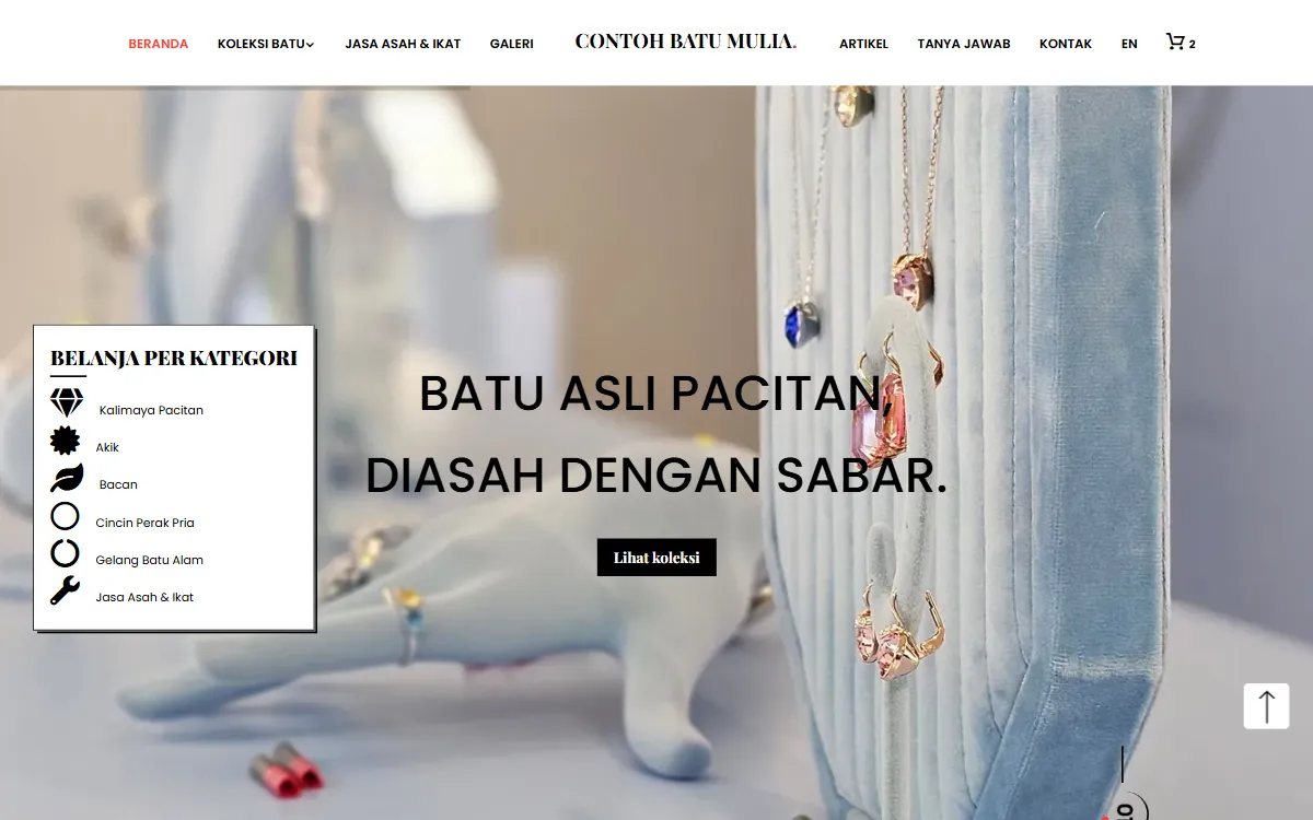 Tampilan Contoh Batu Mulia