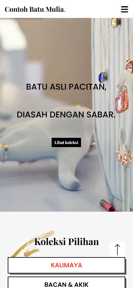 Tampilan Contoh Batu Mulia di layar HP