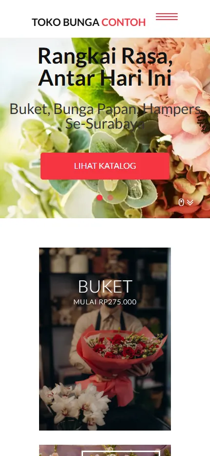 Tampilan Toko Bunga Contoh di layar HP