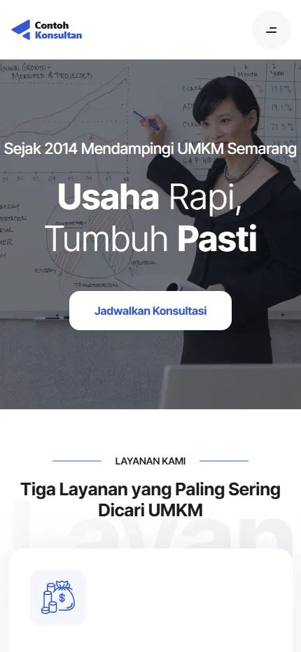 Tampilan PT Contoh Konsultan di layar HP