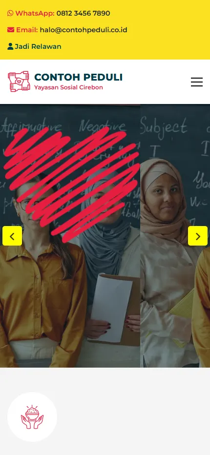 Tampilan Yayasan Contoh Peduli di layar HP