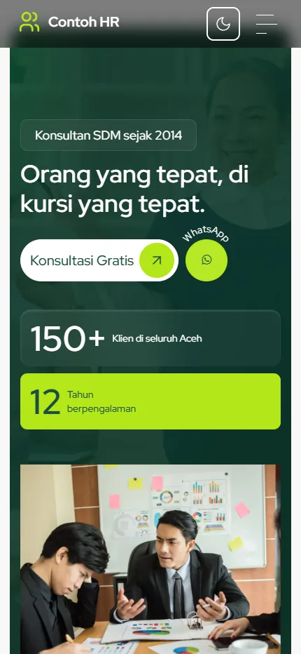 Tampilan Contoh HR Consulting di layar HP