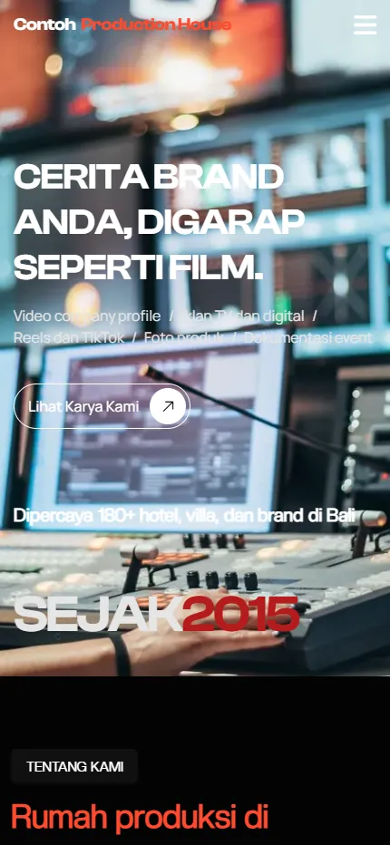 Tampilan Contoh Production House di layar HP