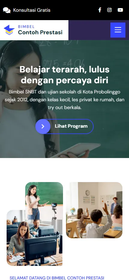 Tampilan Bimbel Contoh Prestasi di layar HP