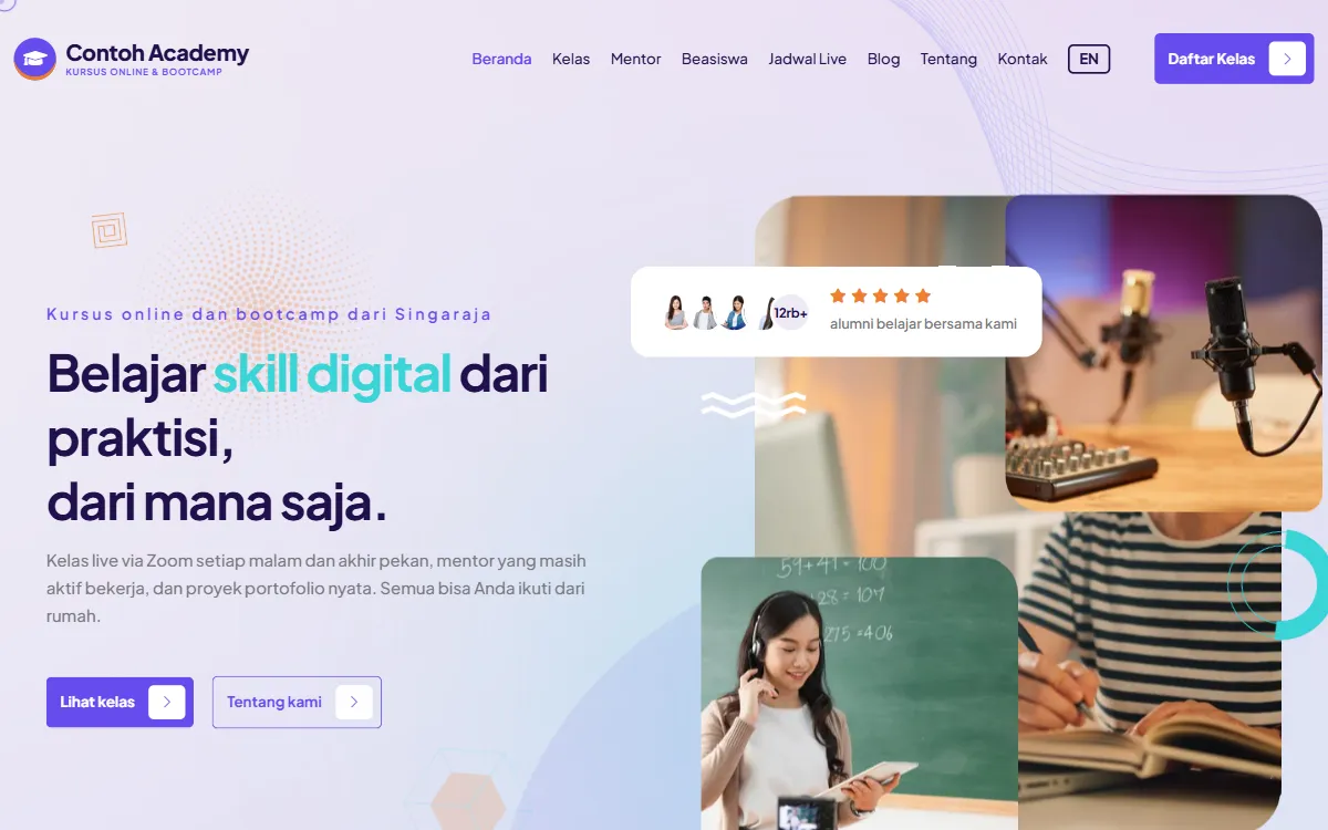 Tampilan Contoh Academy