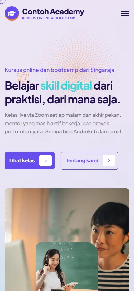 Tampilan Contoh Academy di layar HP