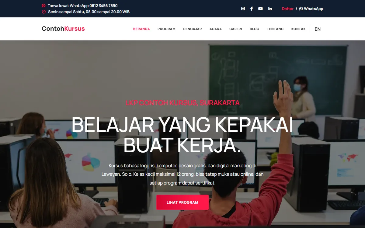 Tampilan LKP Contoh Kursus