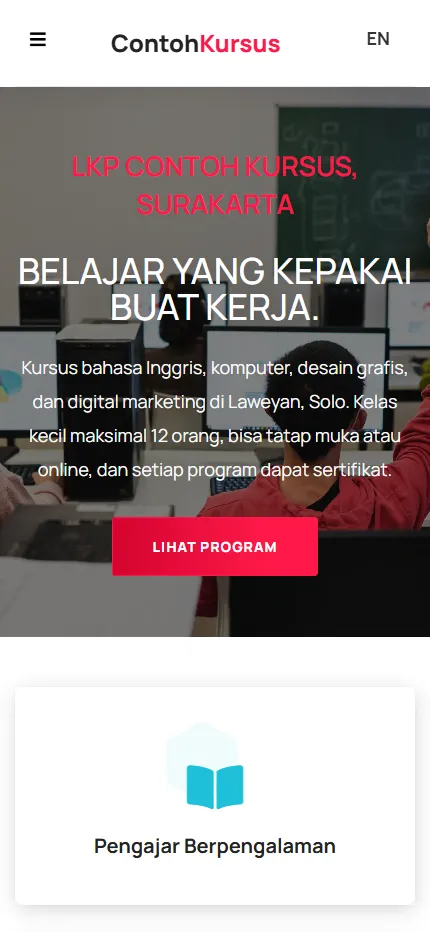 Tampilan LKP Contoh Kursus di layar HP