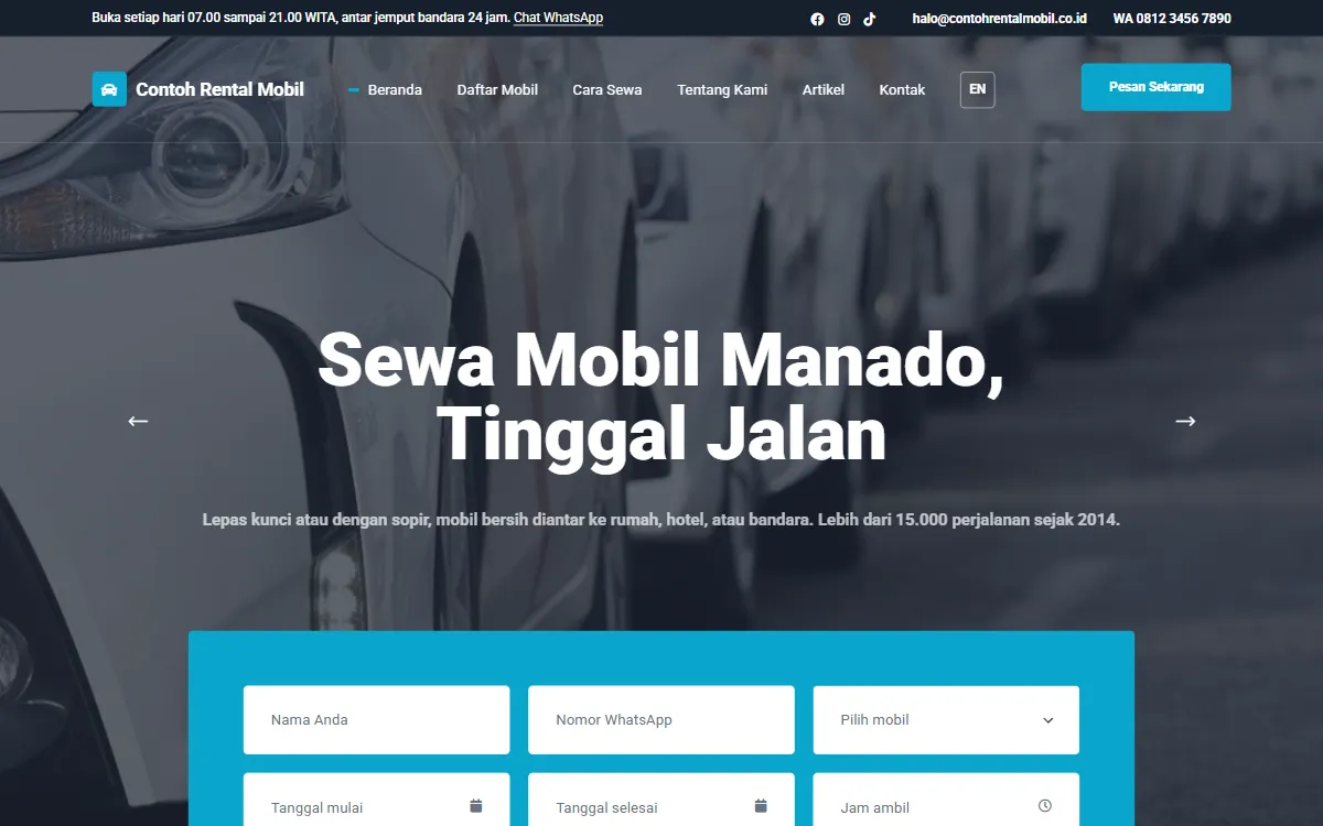 Tampilan Contoh Rental Mobil