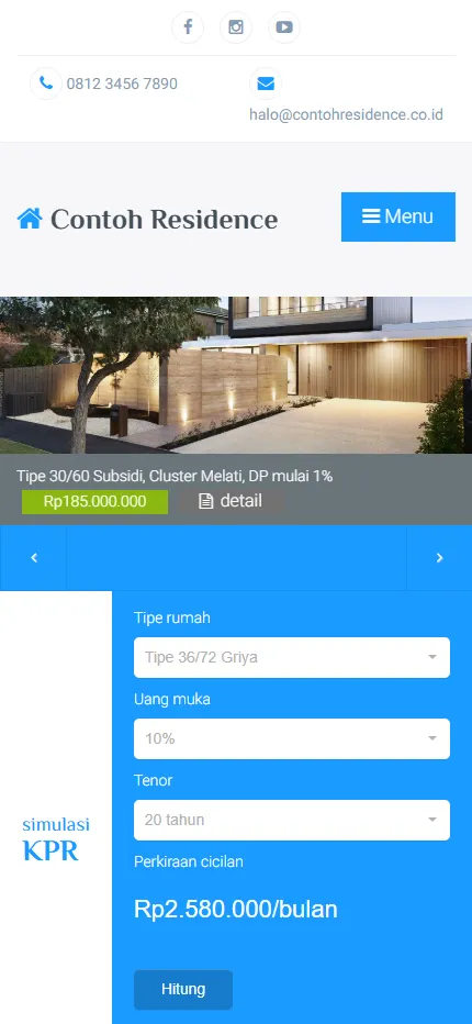 Tampilan Contoh Residence di layar HP