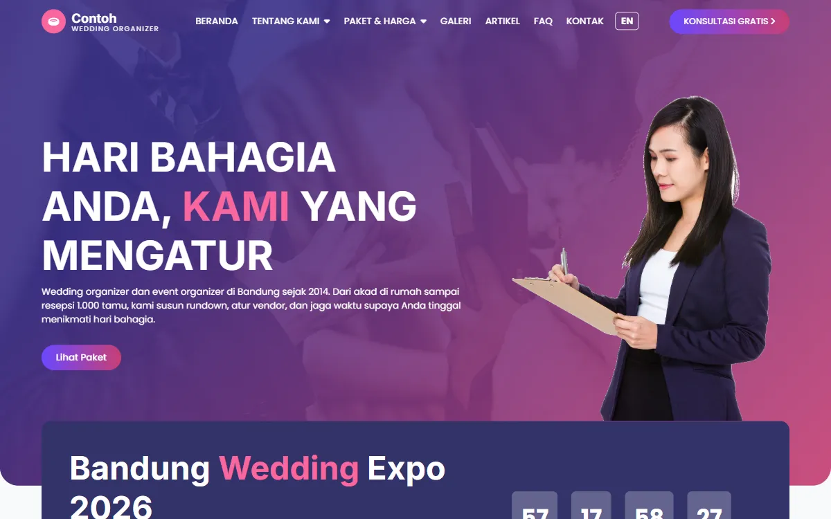 Tampilan Contoh Wedding Organizer