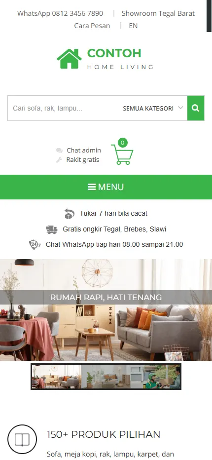 Tampilan Contoh Home Living di layar HP