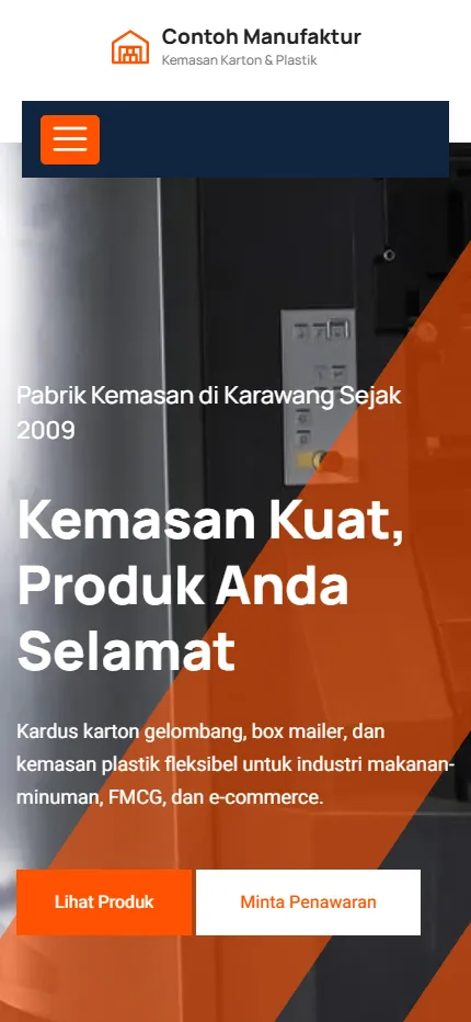 Tampilan PT Contoh Manufaktur di layar HP
