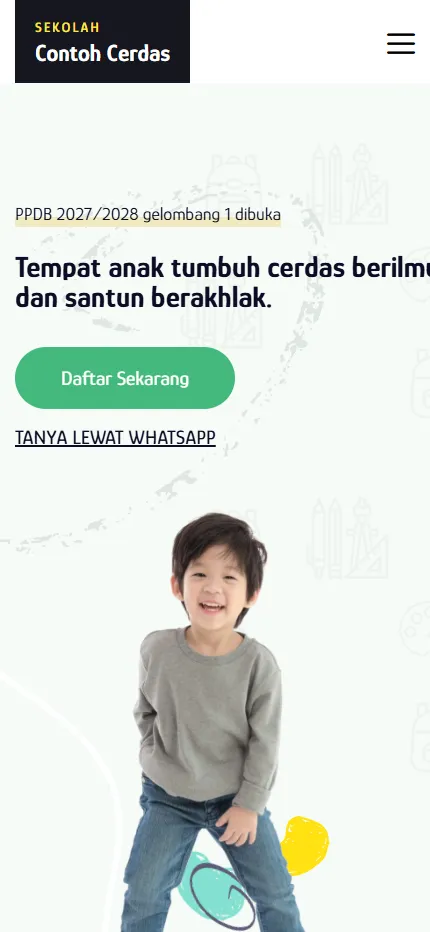 Tampilan Sekolah Contoh Cerdas di layar HP