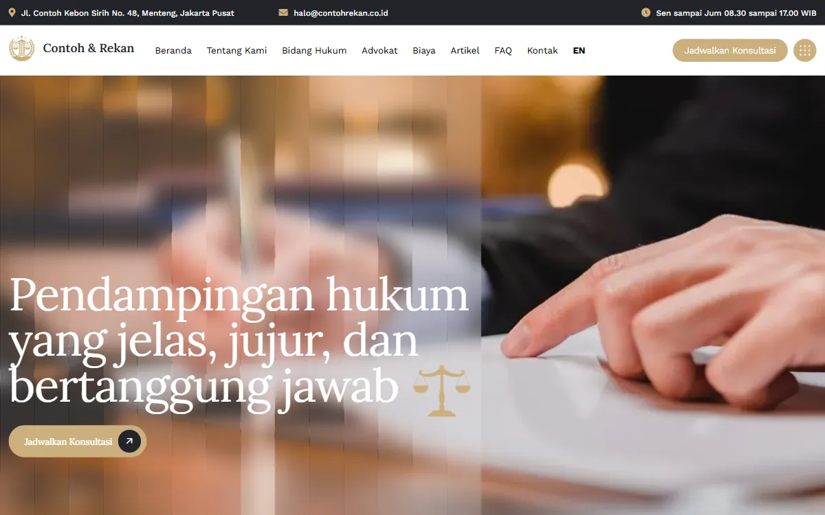 Tampilan Kantor Hukum Contoh & Rekan