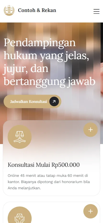 Tampilan Kantor Hukum Contoh & Rekan di layar HP