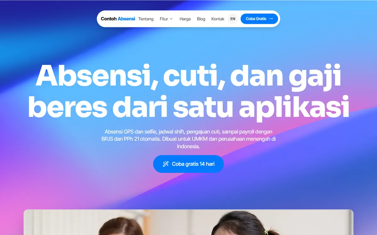 Tampilan Contoh Absensi