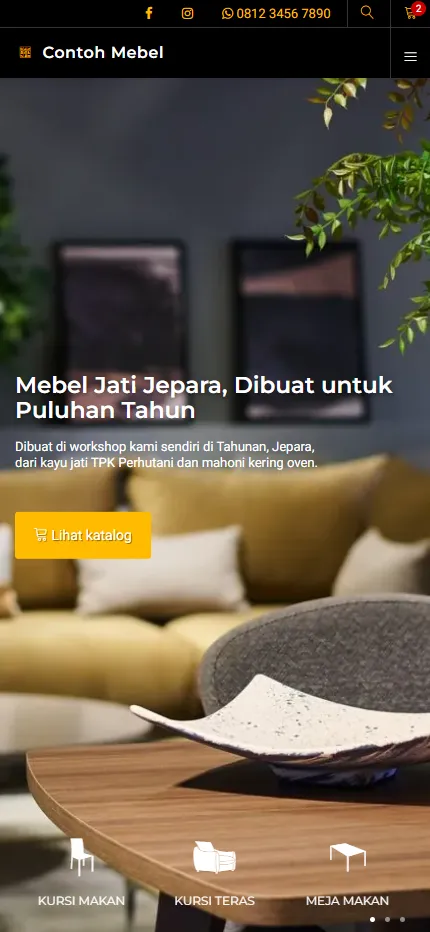 Tampilan Contoh Mebel di layar HP