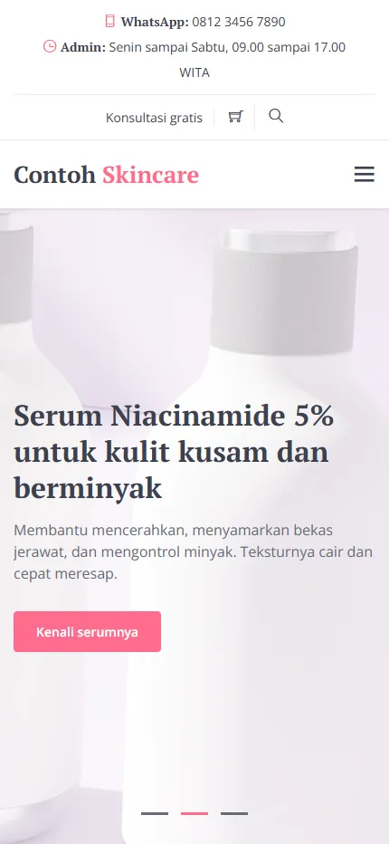 Tampilan Contoh Skincare di layar HP