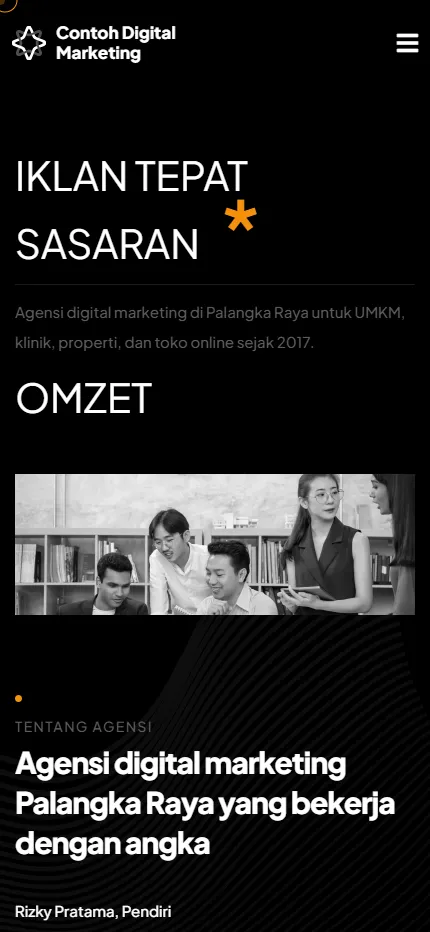 Tampilan Contoh Digital Marketing di layar HP