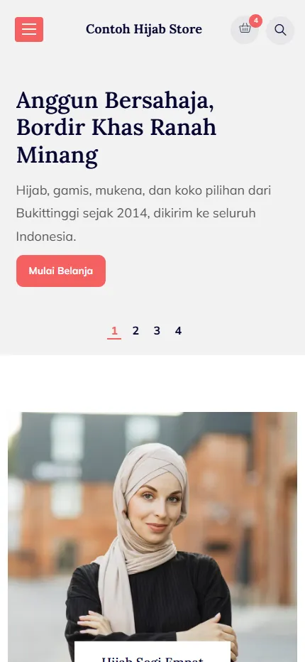 Tampilan Contoh Hijab Store di layar HP