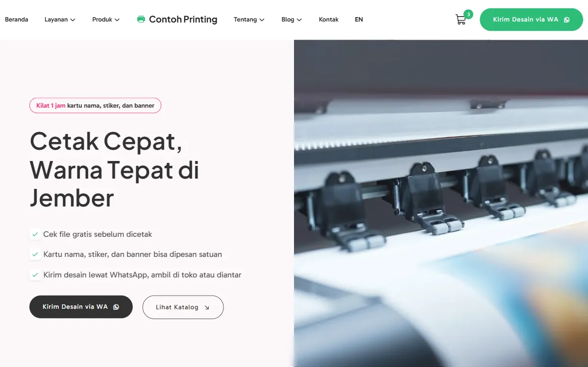 Tampilan Contoh Printing