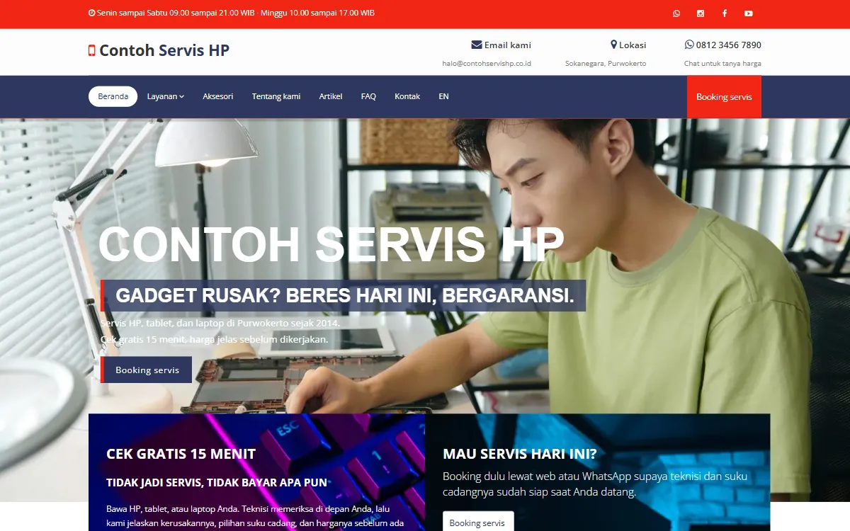 Tampilan Contoh Servis HP