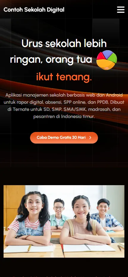 Tampilan Contoh Sekolah Digital di layar HP