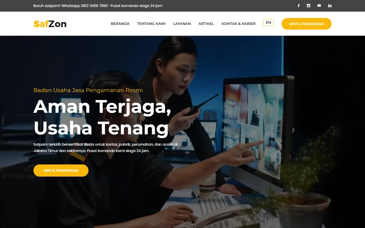 Tampilan PT Contoh Satpam Jaya