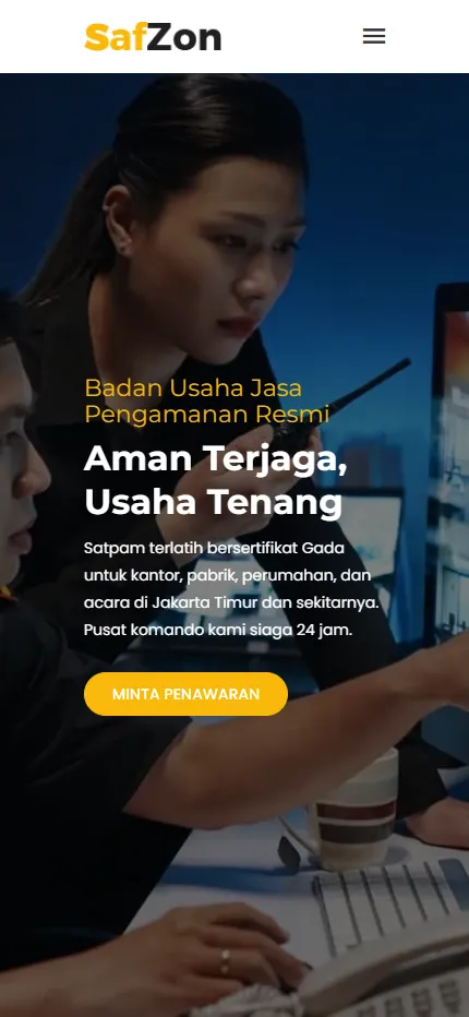 Tampilan PT Contoh Satpam Jaya di layar HP