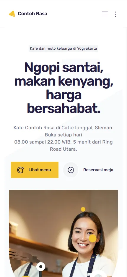 Tampilan Kafe Contoh Rasa di layar HP