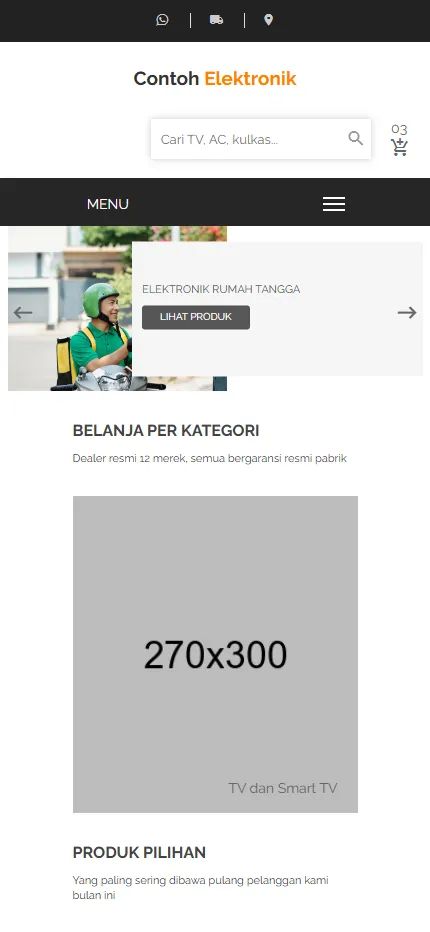Tampilan Contoh Elektronik di layar HP