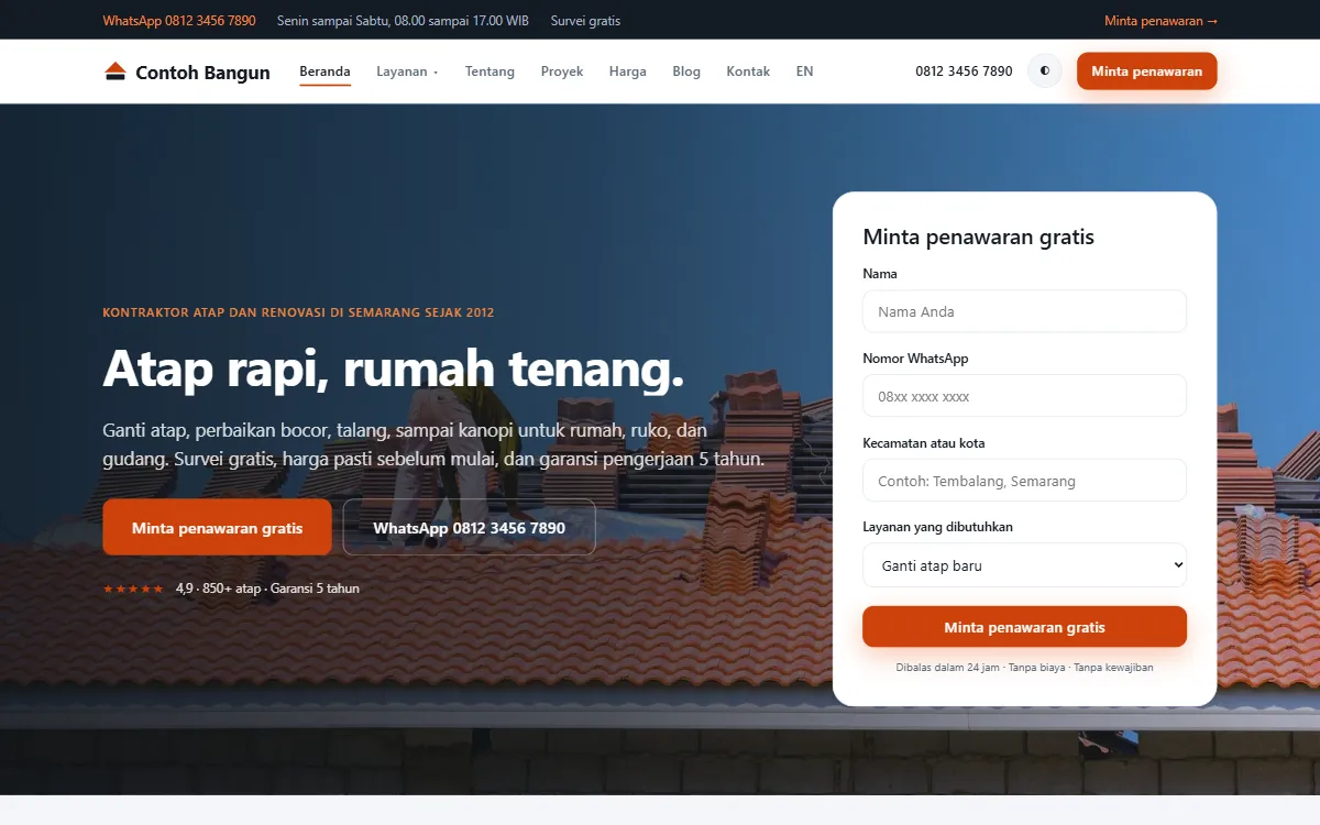 Tampilan PT Contoh Bangun Abadi