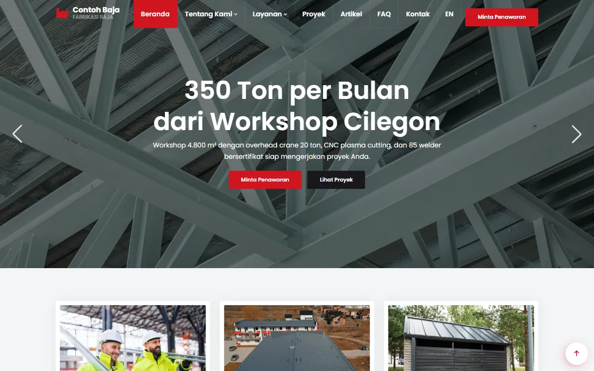 Tampilan PT Contoh Baja Industri