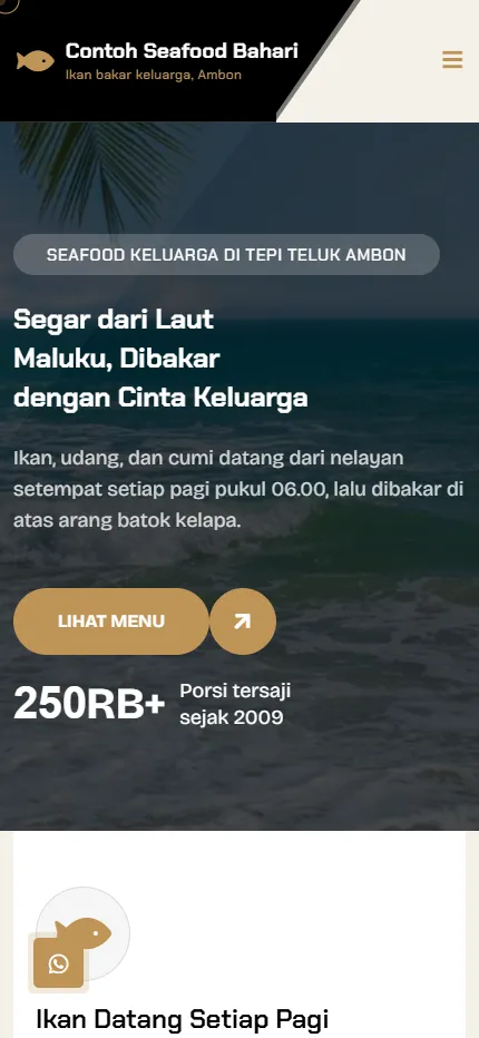 Tampilan Contoh Seafood Bahari di layar HP