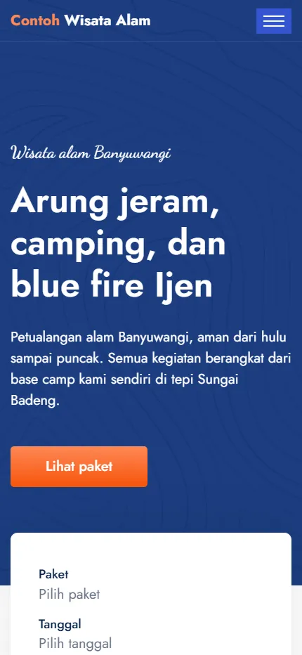 Tampilan Contoh Wisata Alam di layar HP