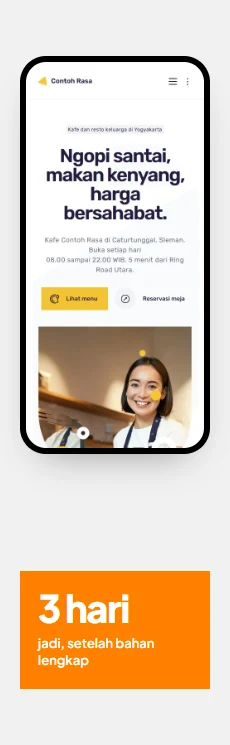 Tampilan web di HP dan badge jadi 3 hari setelah bahan lengkap